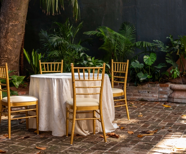 Banquet Table set in St Ann Courtyard