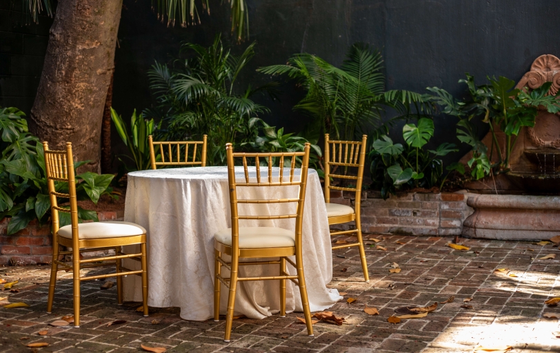 Banquet Table set in St Ann Courtyard